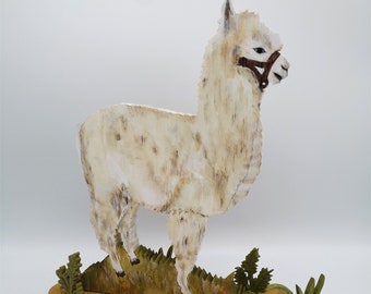 For alpaca lovers: Alpaca made of wood H 31 cm W 31 cm self-cut hand-painted birthday handcraft from Bavaria Father&#39;s Day gifts
