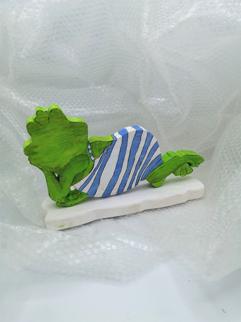 Badenixe frog wooden H 14 cm W 22 cm self cut and hand painted as a gift Mother/'s Day birthday