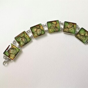 Metal bracelet with prism color green and beige carabiner clasp Valentine&#39;s Day mothers day birthday birthday