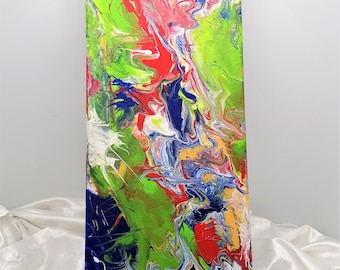 Acrylmalerei - Pouring-Technik L 50 cm B 20 cm Handarbeit aus Bayern Acrylbild abstrakt bunte Farben Geschenke