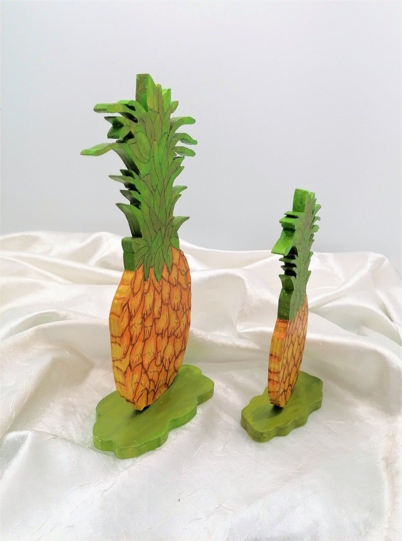 Décoration d'été en bois deux ananas H 23 ou 17 cm fait main de Bavière décoration de table d'été en bois cadeau fruit fruit image 5