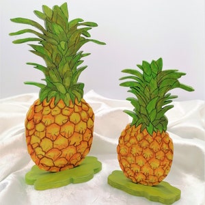 Décoration d'été en bois deux ananas H 23 ou 17 cm fait main de Bavière décoration de table d'été en bois cadeau fruit fruit image 3