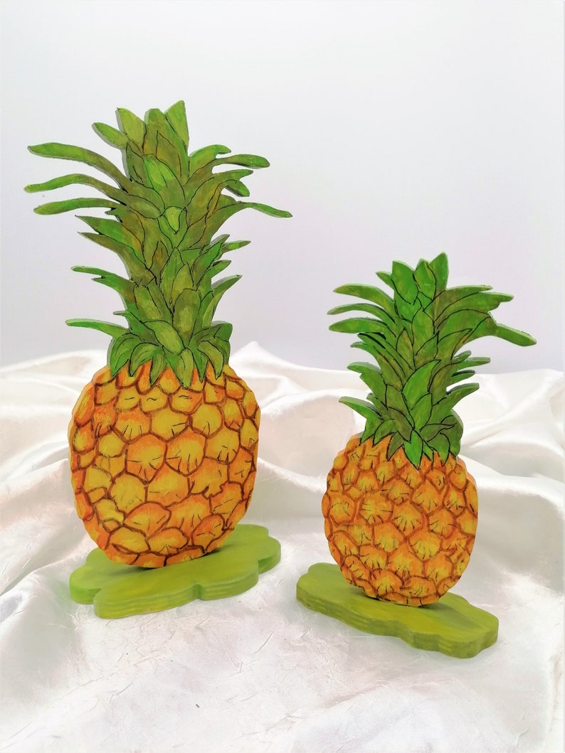 Décoration d'été en bois deux ananas H 23 ou 17 cm fait main de Bavière décoration de table d'été en bois cadeau fruit fruit image 3