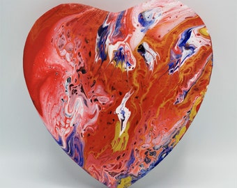Kunst im Kleinformat 20x20 cm -Acryl-Pouring auf Leinwand Herz Kunst aus Bayern Geschenke für Sie Liebe Valentinstag Geschenke zum Muttertag