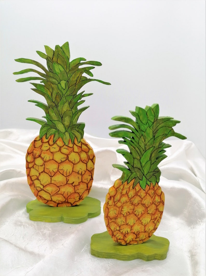 Décoration d'été en bois deux ananas H 23 ou 17 cm fait main de Bavière décoration de table d'été en bois cadeau fruit fruit image 6