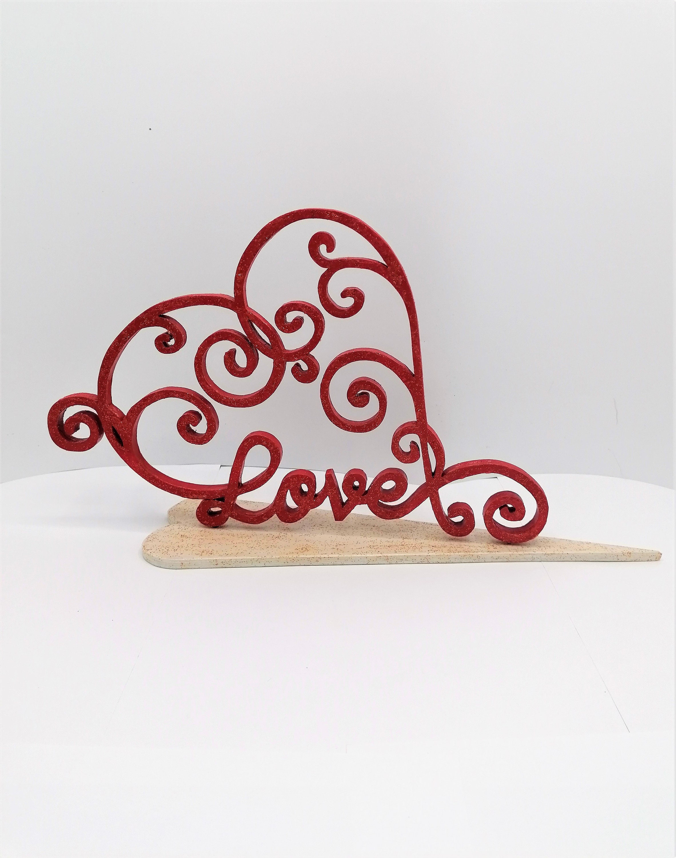 Wooden decoration - heart love H 20 cm W 36 cm hand-painted handmade in Bavaria Mother's Day gifts