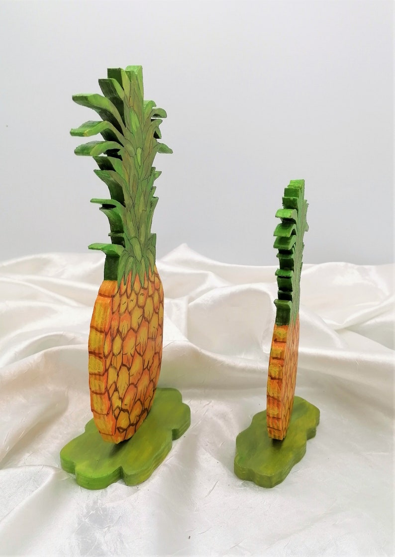 Décoration d'été en bois deux ananas H 23 ou 17 cm fait main de Bavière décoration de table d'été en bois cadeau fruit fruit image 4