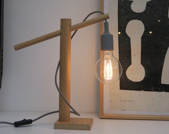 Oak Wooden Dowel Desk Lamp / Table Lamp /E27 fitting