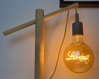 Oak Dowel Lamp and Feature Bulb (E27 fitting) Deal