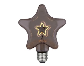 LED Star Smoky Grey Light Bulb with Star filament  3W E27 Dimmable 2000K