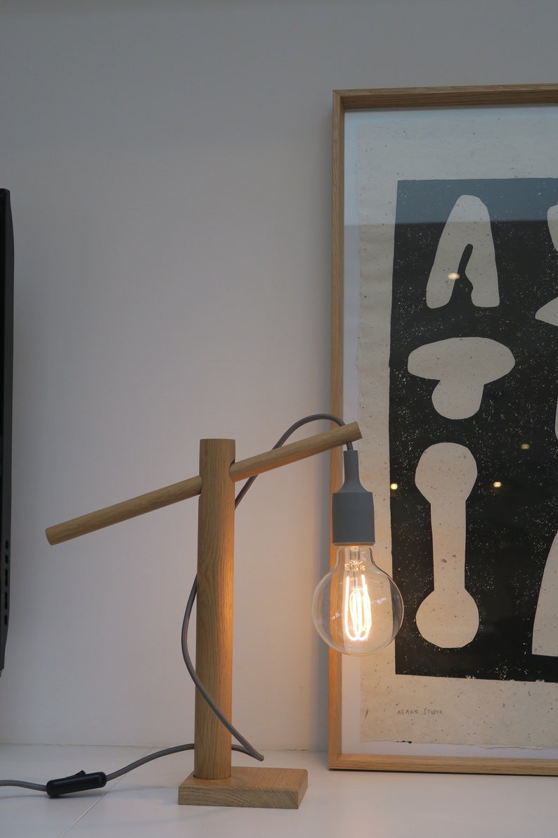 Oak Wooden Dowel Desk Lamp / Table Lamp /E27 fitting Etsy