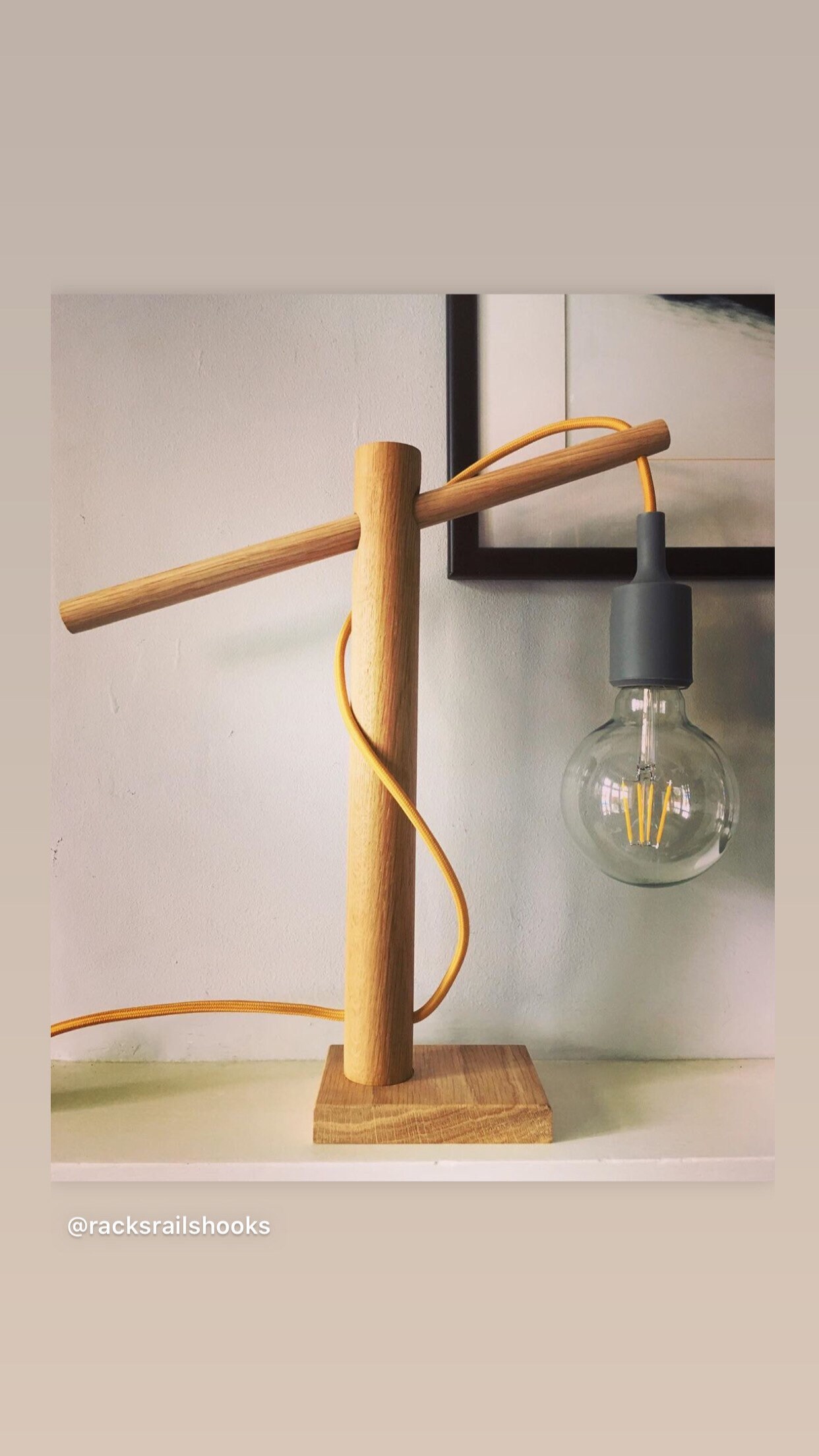 Oak Wooden Dowel Desk Lamp / Table Lamp /E27 Fitting Etsy UK