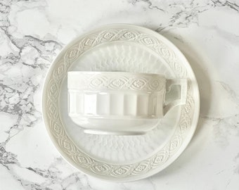 Royal Copenhagen fan pattern white Porcelain and bisque parian ware teacup classic Scandinavian homeware collectible cabinet tea cup 1904