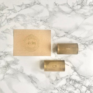 Gouden metalen sigarettendoosjes lippenstiftdoos damesaccessoire 50s retro dameshandtas Kigu-doos messing mad men accessoire