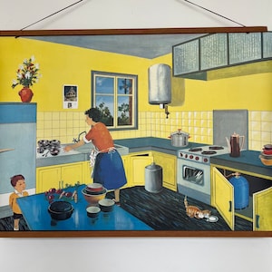 Grafico di poster vintage della scuola francese colorato poster vintage della metà del secolo cucina / strada anni '60 decorazione della parete della camera dei bambini poster retrò senza cornice