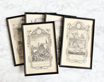 Set of 5 Georgian English etchings "Middleton's Complete system of Geography" - Framed