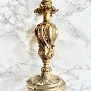 Old French decorative solid bronze lamp foot rococo style chateau touch golden Parisian unique bedroom living-room Versailles light