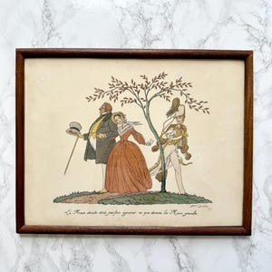 Estêncil de estilo francês antigo numerado e assinado Jean Droit Lover letter casamento francês pendurado na parede vintage decoração de quarto de menina arte litográfica