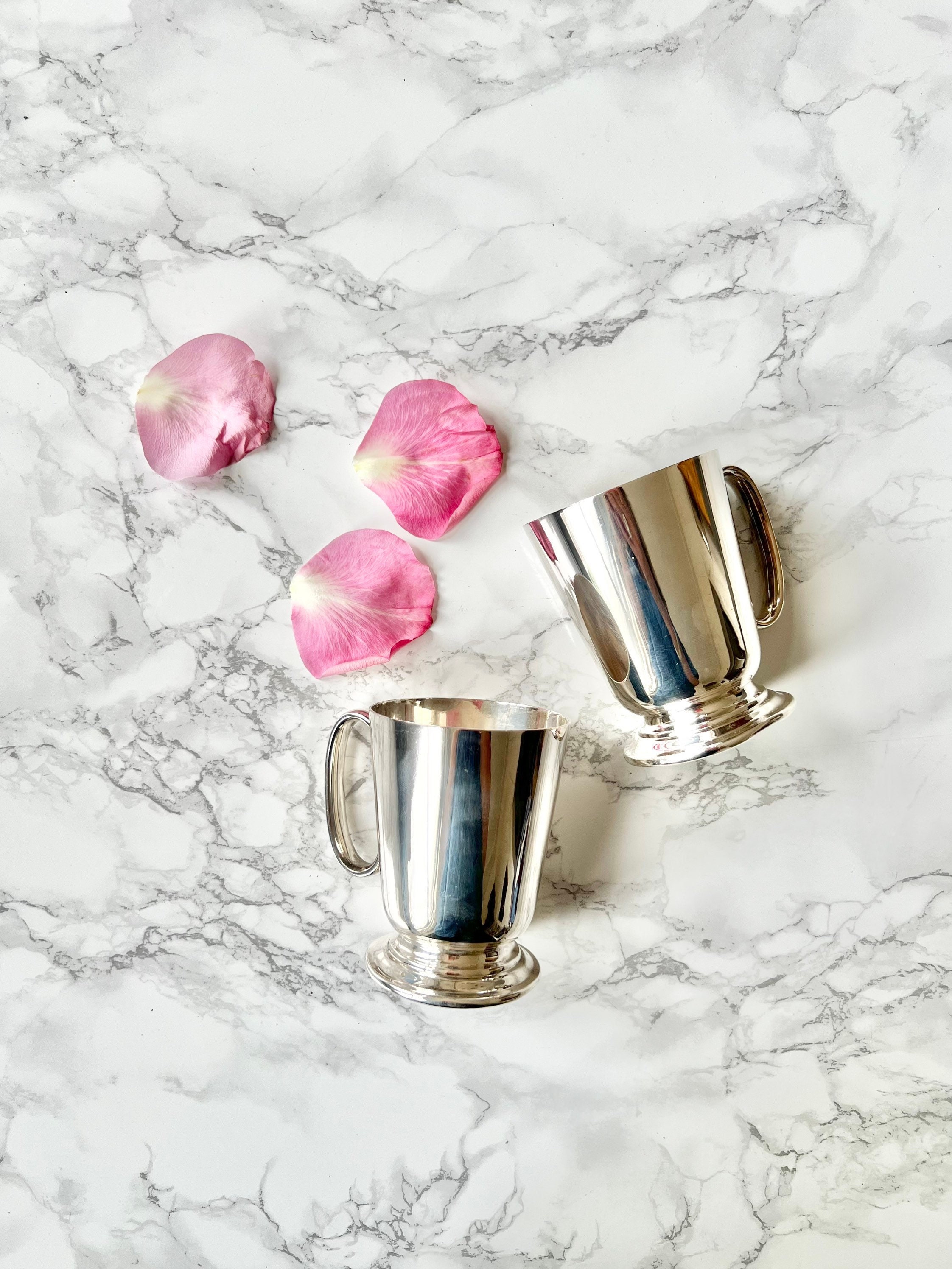 Pair of English silver plated mugs - unengraved