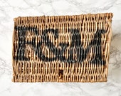 Fortnum Mason - Old rectangular woven wicker basket forming a box