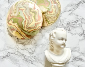 Antique parian ware white bisque cherub bust white porcelain angel sculpture victorian decor putto child baby