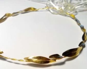 GOLD LEAF CROWN, Boho Wedding Crowns in raw brass. Set of 2