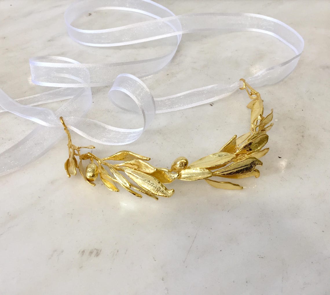 Gold hair vine,wedding hair vine,bridal accesory,gold hair accessory,gold headband wedding,Olive tiara image 1