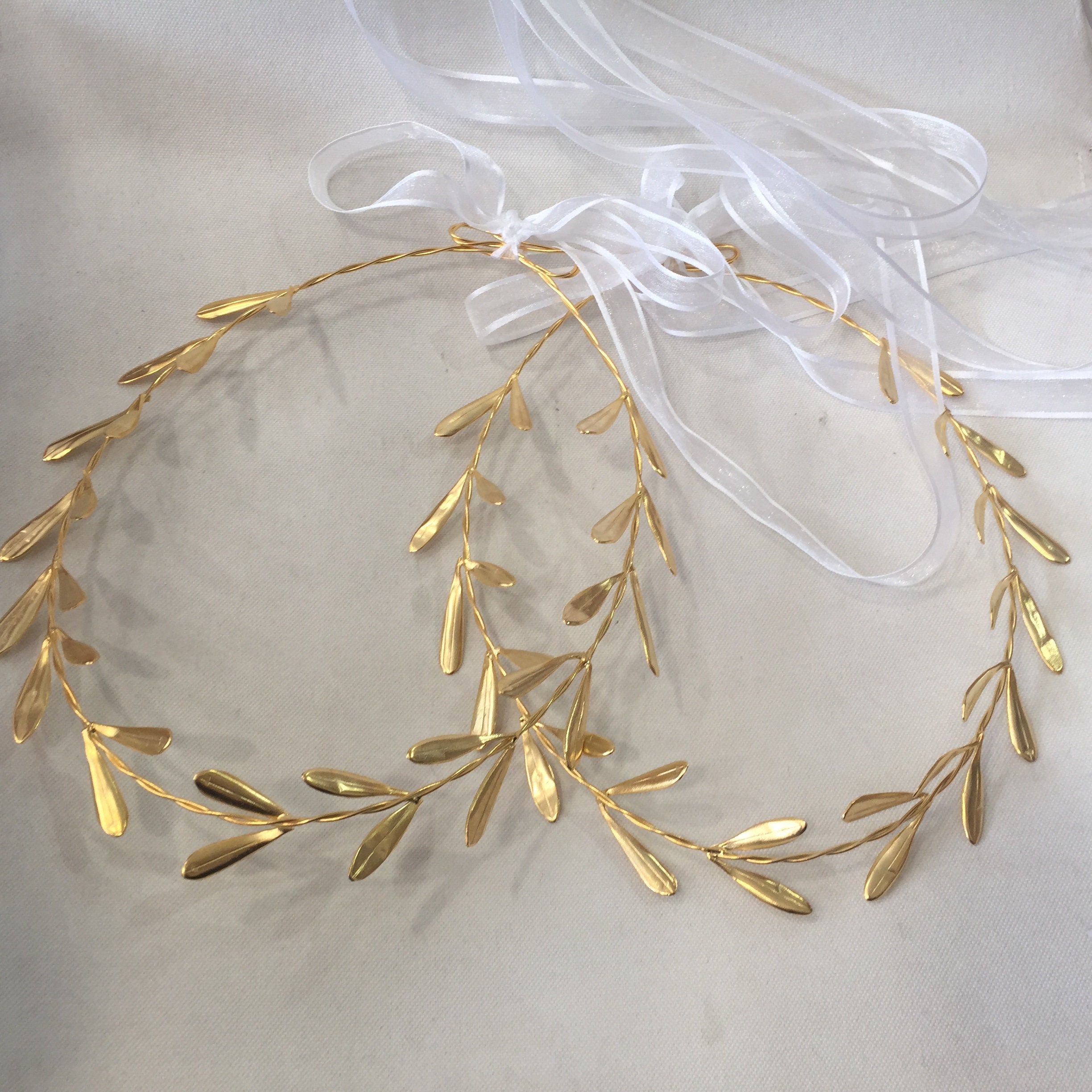 Gold Greek Godess headbands,Stefana gold plated raw bronze wedding