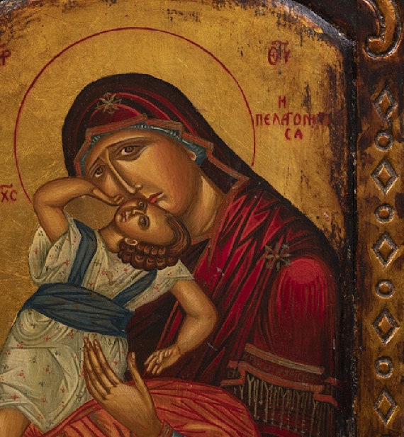 Icone Byzantine Icone Orthodoxe Holly Vierge Marie Avec Bebe Etsy