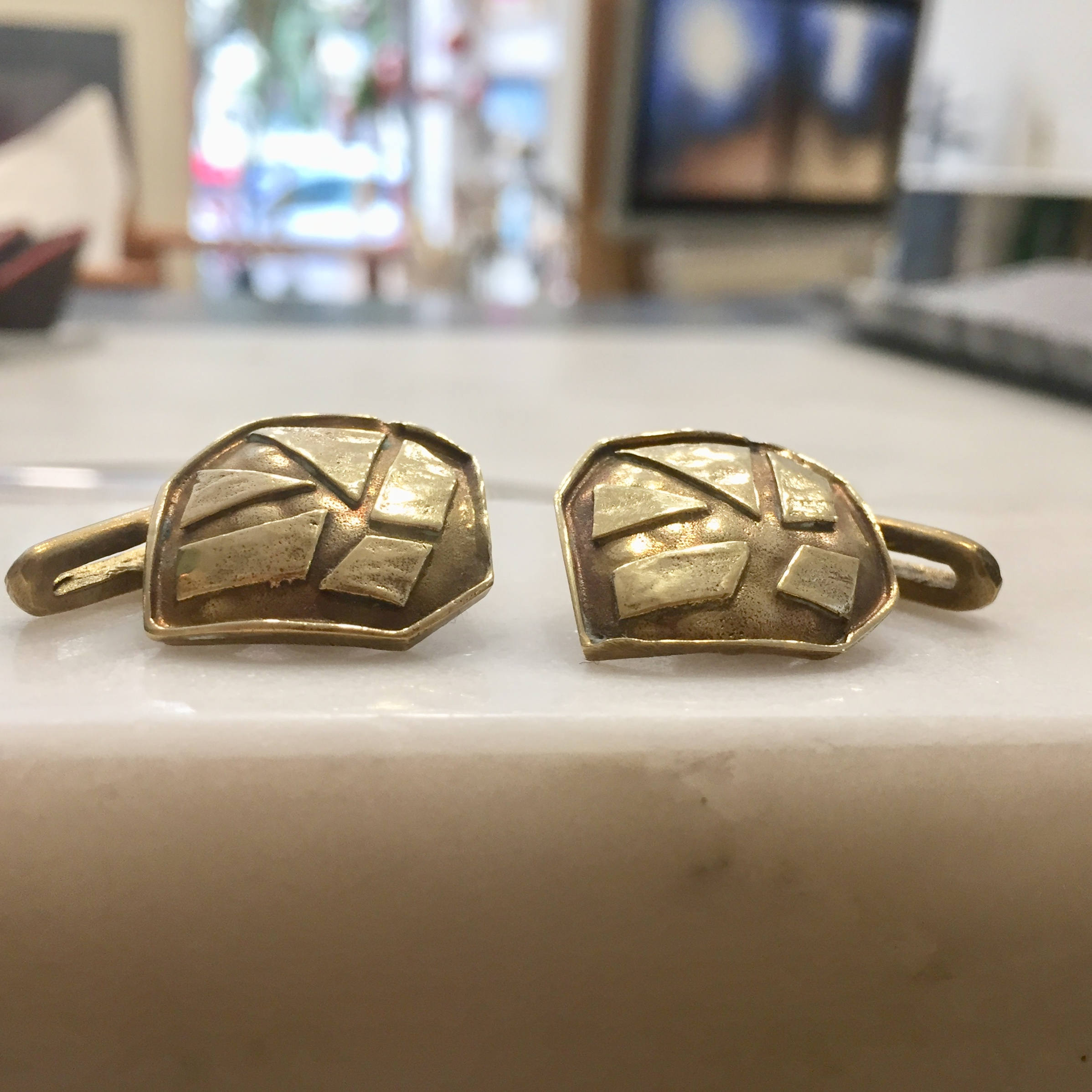 Cufflinks, brass cufflinks,Greek geometrical cuff links,men jewelry
