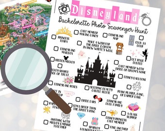 Disneyland Bachelorette Photo Scavenger Hunt, Bachelorette Party games, Print at home bachelorette games, adult scavenger hunt