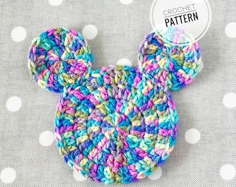 Crochet Mickey Drink Coaster Pattern, easy crochet pattern, crochet mug rug