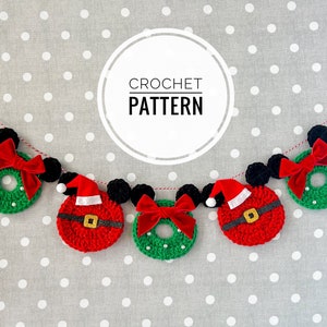 Christmas Crochet Pattern, Crochet Minnie and Mickey Wreath Garland Pattern