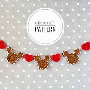 Christmas Crochet Pattern, Crochet Mickey Gingerbread Garland Pattern, Easy Crochet