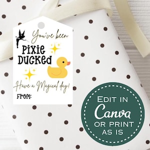 Pixie Ducked Printable gift tag, Gift tag for cruise, Print at home gift tag, Disney cruise Duck gift tag