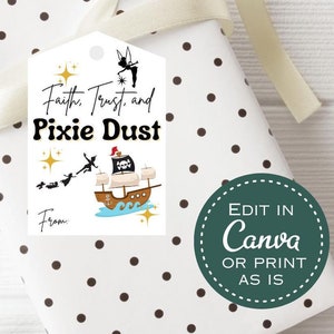 Pixie Dust Printable gift tag, Gift tag for cruise, Print at home gift tag