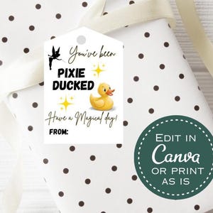 Pixie Ducked Printable gift tag, Gift tag for cruise, Print at home gift tag, Disney cruise Duck gift tag