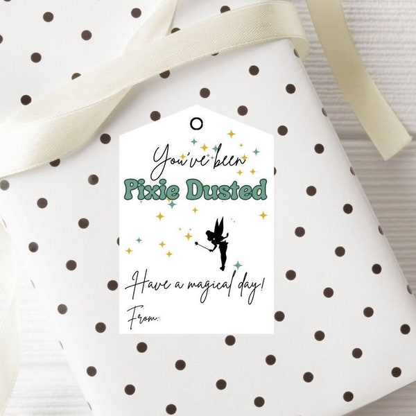 Pixie Dusted Tinkerbell gift tag printable, Gift tag for cruise, Print at home gift tag