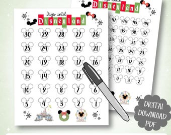 Countdown to Disneyland Christmas Printable, Days Until Disney Coloring Page