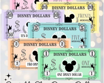 Disney-dollar Afdrukbaar oefengeld voor kinderen feestactiviteit voor klas Disney themafeest decoratie digitale download Mickey Mouse geld