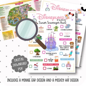 Disneyland Paris Junior Schnitzeljagd Disney Schloss Checkliste Park Aktivität Familienspaß Disney Erlebnis Memory hüter Jagen für Kinder