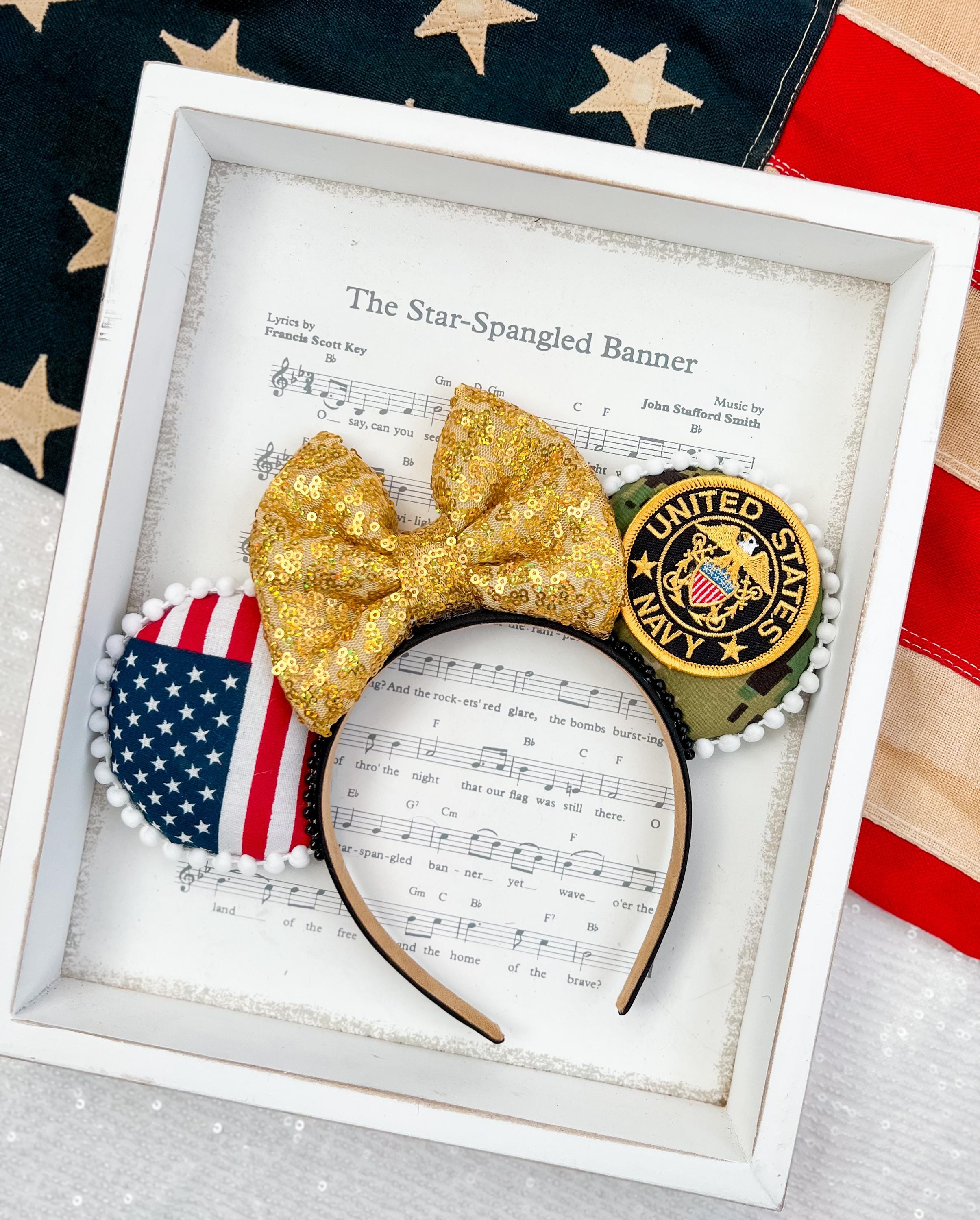 ?? Disney Patriotic Sequin Minnie Ears Headband - 250 YEARS! ?? Minnie Military Headband Navy Disney Ear Patriotic Mouse  main image 2