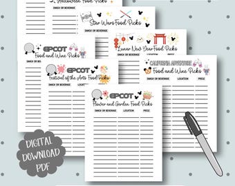 Disney Festival Planner Digital Download Printable Pages Food Tracker Epcot Wine Festival Guide Vacation Organizer Theme Park Meal Planning