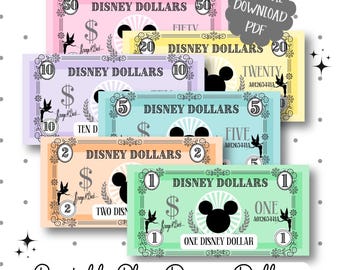 Disney Dollar Printable Play Money for Kids Party Activity for Classroom Disney Theme Party Decoration Digital Download Mickey Mouse Money