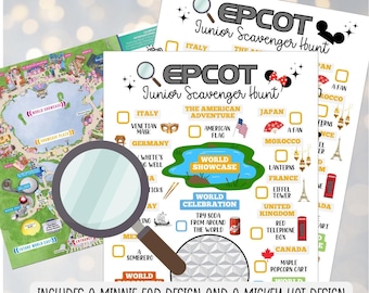 Kids Epcot Scavenger Hunt Printable, Print at home Disney Games, kids junior scavenger hunt, family scavenger hunt