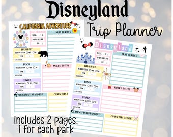 Disneyland Printable Planner, family Disney trip planner, Disney vacation guide