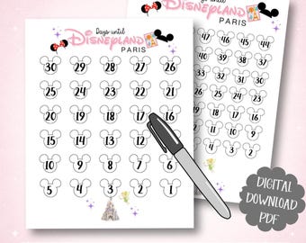 Countdown to Disneyland Paris Printable, Days Until Disney Coloring Page