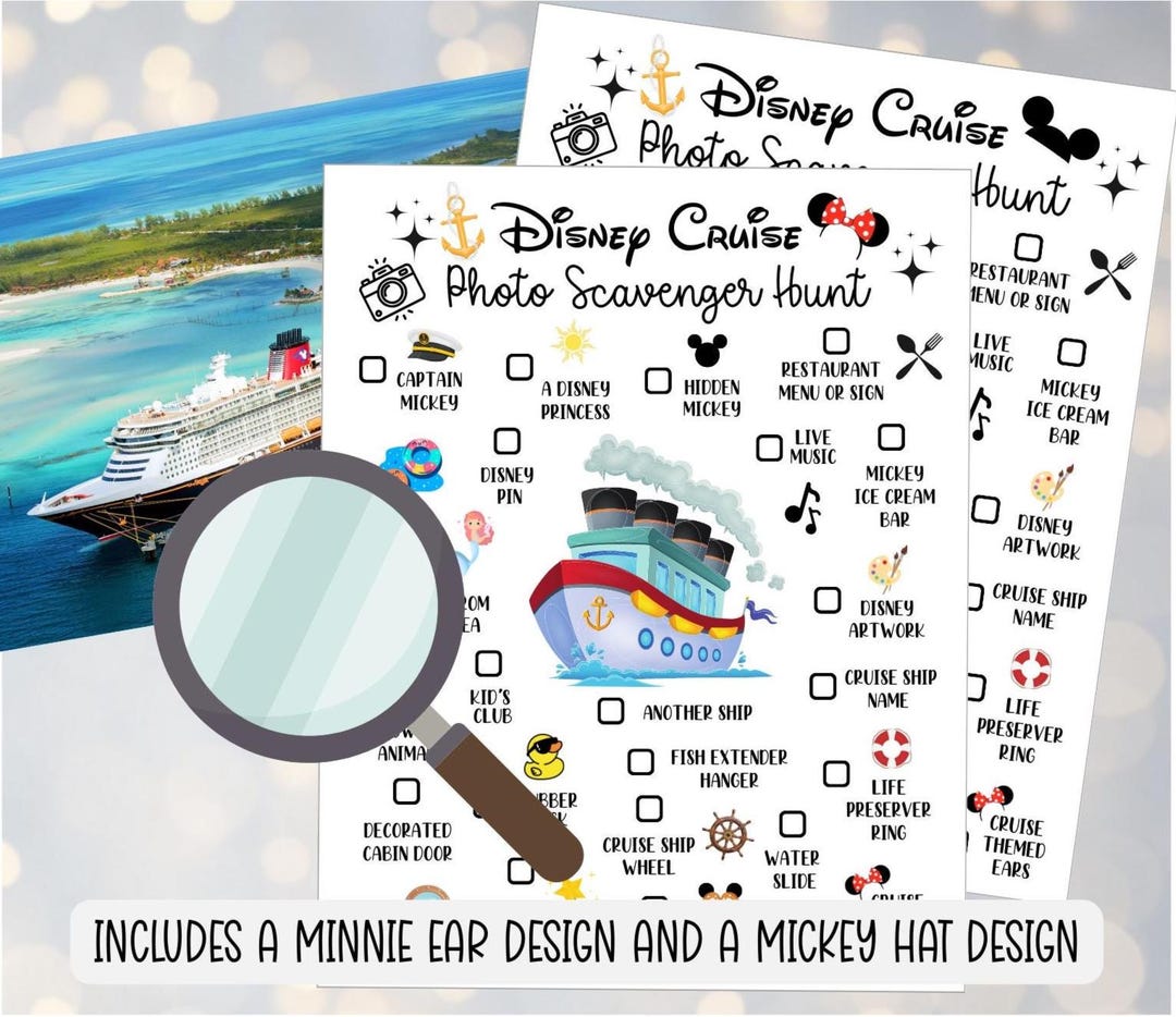 Disney Cruise Scavenger Hunt Printable, Print at Home Disney Game ...