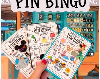 Disney Mini Pin Bingo Scavenger Hunt Park Activity Printable Pack Family Game Digital Download Kid Entertainment Theme Park Game Fun