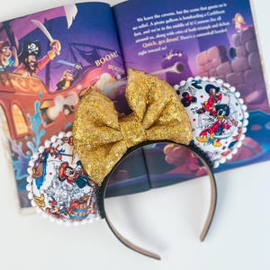 Mickey Pirates of the Caribbean Ear Headband Pirate Night Disney Cruise Costume Park Accessory for Disney Ear Design Gold Bow Trim Detail